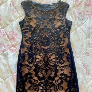 Black and beige lace dress
